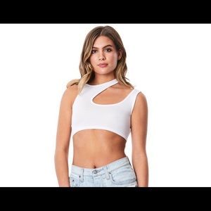 COPY - LF Emma & Sam white shoulder cut out crop …